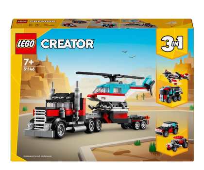 Klocki LEGO® LEGO Creator 3 w 1 Ciężarówka z platformą i helikopterem 31146
